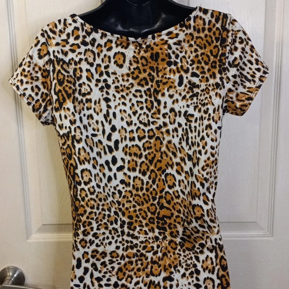 NY Collection Women's SS Cheetah Print Twist Blouse Sz S - Picture 5 of 9